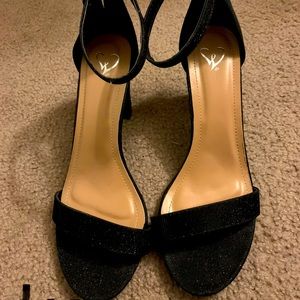 Black glitter heels